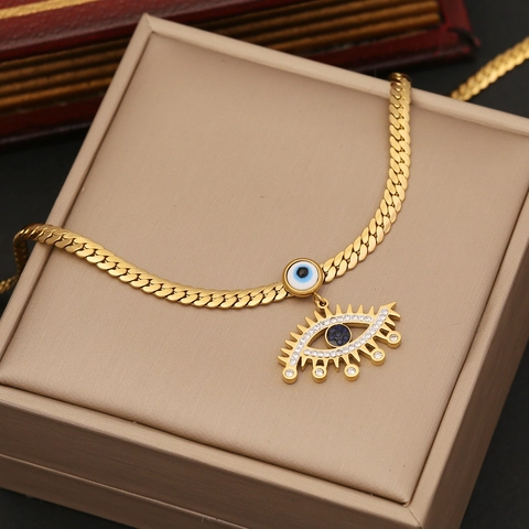 Evil Eye Halskette Armband Ohrringe Vergoldeter Edelstahl Mit Zirkonia Und Türkis Für Damen Ästhetische Mode Accessoire