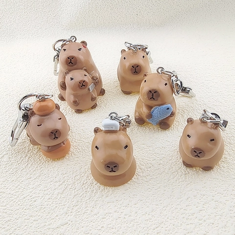 Portachiavi Capybara Carino Resina Cartone Animato Animale Accessorio Per Borsa Regalo