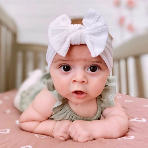 Soft Elastic Nylon Baby Headbands Large Knitted Bow Hairbands Solid Color Accessories For Infants Newborns Toddlers