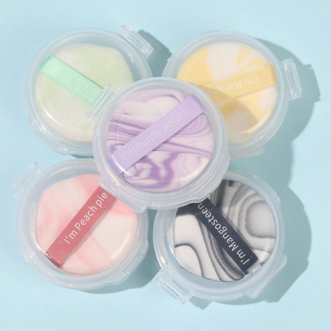 Mini Daumen Make-Up Schwamm Marmor Muster Finger Kissen Schwamm Nicht Latex Trocken Nass Anwendung Mit Box