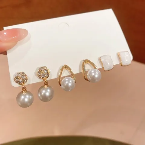 Künstliche Perlenohrringe Mit Silbernem Ohrstecker Legierung Strass Emaille Retro Französischer Stil Vintage Elegant Damen Schmuck