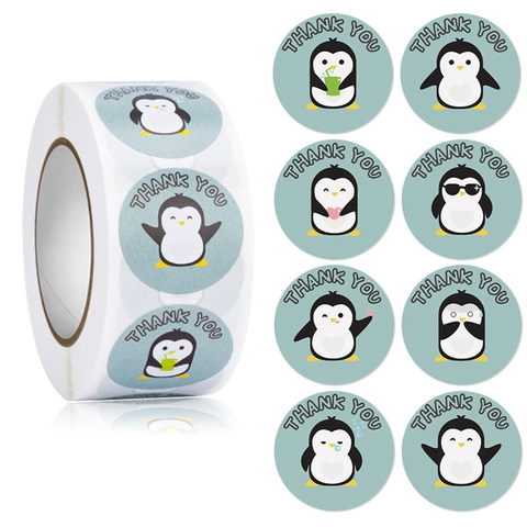 Autocollants De Remerciement Motifs Animaux Dessins Animés Étiquettes Rondes Auto-adhésives Pour Emballage Cadeau De Cuisson Scrapbooking