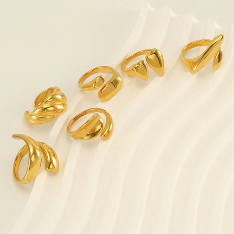 Minimalistische Geometrische Open Ring Roestvrij Staal 18K Verguld Onregelmatig Gepolijst Verstelbaar Mode Sieraden Dames