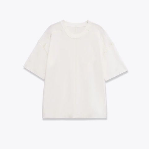 Camiseta De Punto De Manga Corta Para Mujer Cuello Redondo Poliéster Acrílico Costura Vertical Extragrande Casual