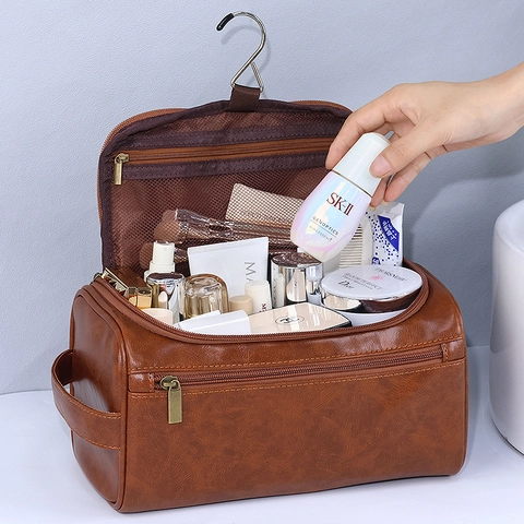 Beauty Case Portatile Grande Capacità Impermeabile Viaggio Organizzatore Per Cosmetici Trucco Con Gancio Pelle PU Tessuto Oxford