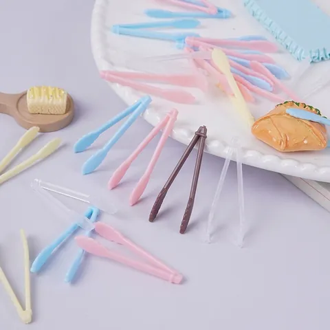 Miniature Food Tongs Plastic Tweezers Dollhouse Kitchen Accessories DIY Craft Tools Simulation Toy Colorful Macaron Style