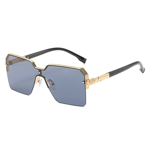Oversized Square Sunglasses Rimless Metal Frame UV400 Protection Gradient Lenses Trendy Eyewear Women Men