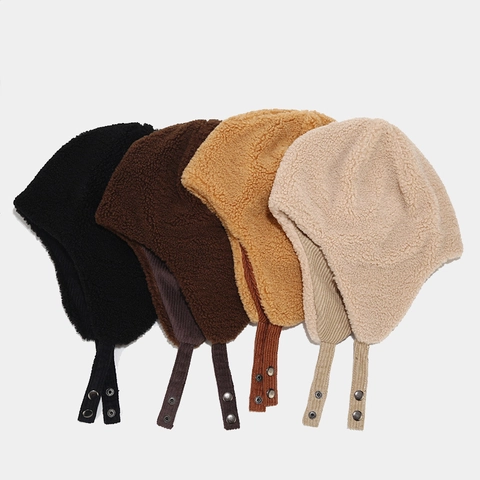 Winter Trapper Hoed Corduroy Buitenkant Faux Sherpa Gevoerd Oorkleppen Warme Aviator Pet Verstelbare Gesp