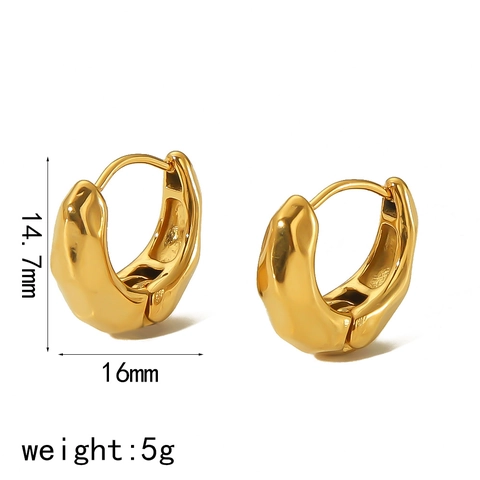 Lava Textuur Hoop Oorbellen Titanium Staal 18K Verguld Onregelmatige Vloeibaar Metaal Stijl Mode Sieraden Voor Vrouwen