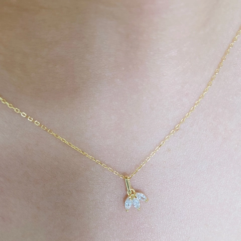 Dainty 925 Sterling Silver Necklace With Marquise Zircon 14K Gold Plated French Style Minimalist Clavicle Chain For Women
