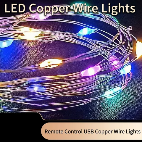 LED Copper Wire String Lights Remote Control USB Waterproof Multi Modes Fairy Lights For Christmas Wedding Decoration