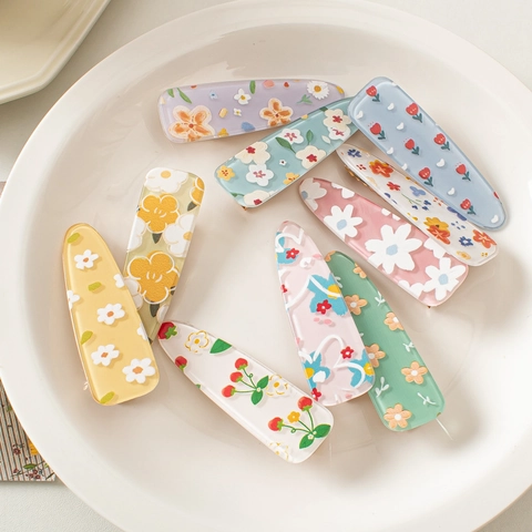 Mollette Per Capelli In Acrilico Floreali Dolci Stampa Fiori Frutta Clip Laterali Per Donne Ragazze