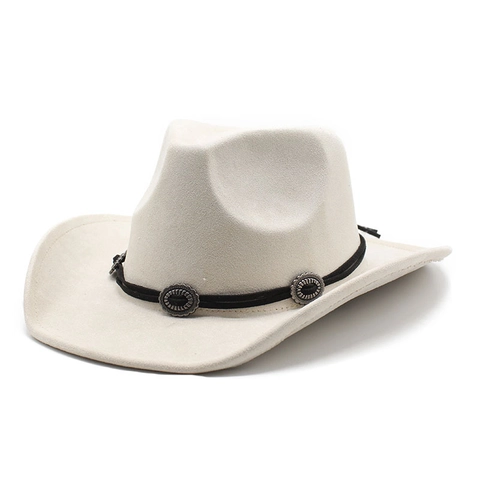 Cappello Da Cowboy Occidentale Scamosciato Tesa Larga Con Borchie In Metallo Retro Fedora Jazz Per Viaggi All Aperto