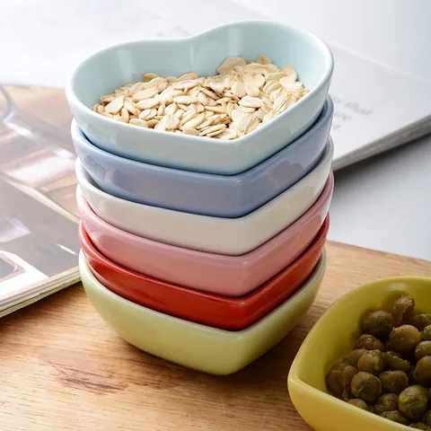 Herzform Keramik Saucenschälchen Mini Dippschale Mehrfarbig Feste Glasur Für Sojasauce Snacks Essig Haus Küche Restaurant