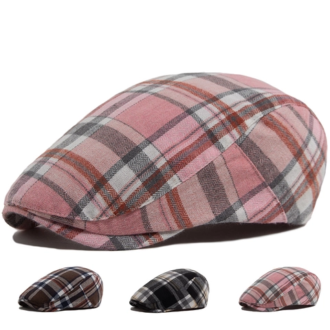 Coppola Vintage Stile Britannico A Quadri Traspirante Regolabile Per Uomini Donne Stile Newsboy Classico
