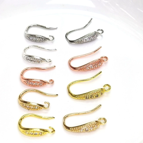 Copper Earring Hooks Paved Cubic Zirconia Findings For DIY Jewelry Making Gold Plated Minimalist Elegant Components