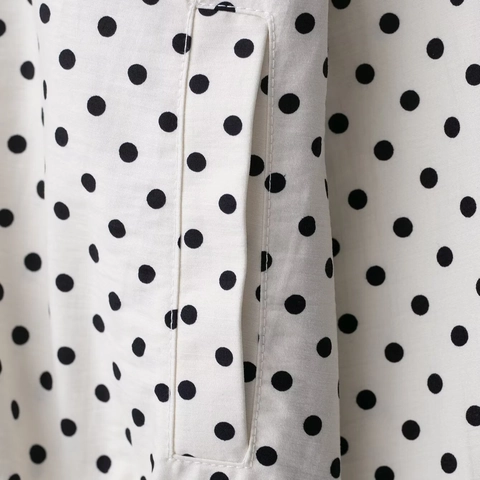 Damen Polka Dot Langarm Stehkragen Jacke Und Lässige Shorts Gewebtes Polyestergewebe Kordelzug Saum Retro Schick