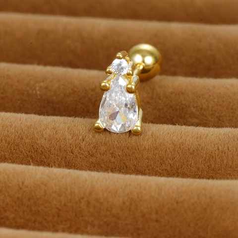 Orecchini a Bottone Creativi in Rame con Strass a Forma di Stella e Ali per Donna Oro Galvanizzato Gioielli per Piercing alla Cartilagine