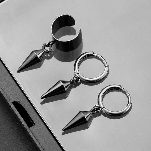 Punk Gothic Alloy Skull Spike Earring Set For Men Women Dark Grunge Hip Hop Chain Hoop Earring Rhinestone Jewelry Gift