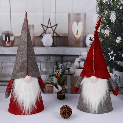Decorazione Gnomo Di Natale Bambola Tomte Senza Volto Feltro Pelliccia Sintetica Stile Nordico Ornamento Da Tavolo Regalo