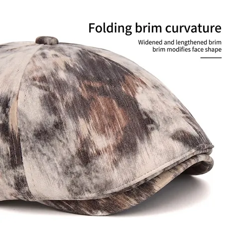 Vintage Distressed Newsboy Cap Marmorierte Textur Baumwollmischung Verstellbare Flat Ivy Mütze Für Herbst Winter