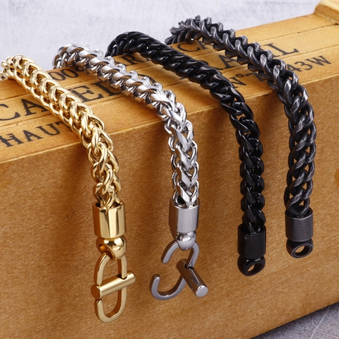 Pulsera De Cadena De Trigo Trenzada Para Hombre Acero Inoxidable Estilo Punk Industrial Hip Hop Joyería Vintage