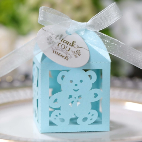 Scatole Regalo In Carta Orso Traforato Con Nastro E Etichette Grazie Per Matrimonio Baby Shower Festa Di Compleanno Caramelle