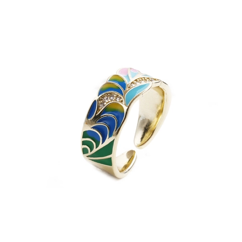 Vintage Gänseblümchen Emaille Ring Kupfer Vergoldet Verstellbar Offener Finger Schmuck Für Damen Mit Zirkon Minimalistisch