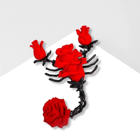 Broche Scorpion Rose En Alliage Vintage Pendentif Double Usage Gothique Sombre Romantique Bijoux Accessoire Punk