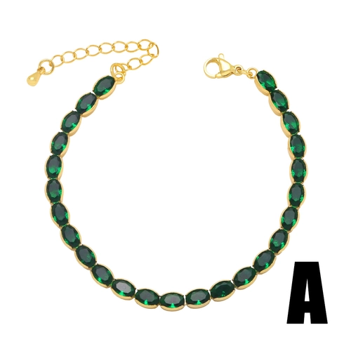 Colorful Zircon Charm Bracelet Gold Plated Copper Heart Star Round Oval Geometric Shapes Adjustable Hip Hop Women Fashion