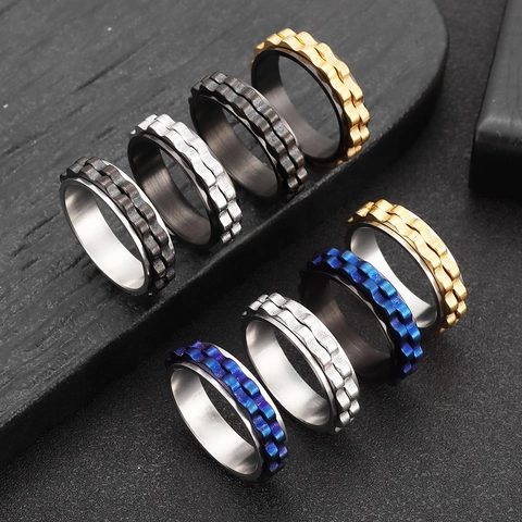 Anello Spinner in Acciaio Inossidabile Con Ingranaggi Rotanti Per Uomo Donna Anello Per Alleviare Lo Stress Design Di Lusso Leggero Gioielli Di Moda