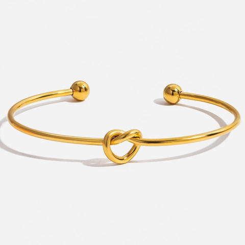 Knoten Armreif 18K Vergoldet Edelstahl Offenes Design Minimalistischer Schmuck Für Damen Elegant Geschenk