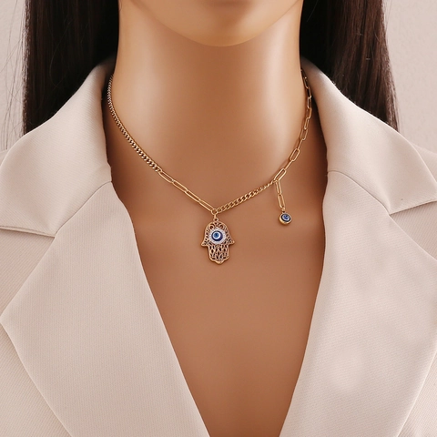 Halskette Armband Ohrringe Mit Hamsa Hand Und Bösem Blick Edelstahl Vergoldet Fatima Hand Schmuck Mit Zirkonia