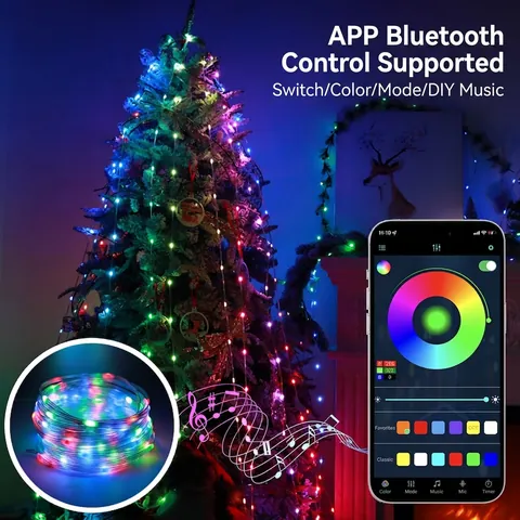 Tira De Luces LED RGB Inteligente Bluetooth Aplicación Control Remoto USB Impermeable Sincronización Música Decoración