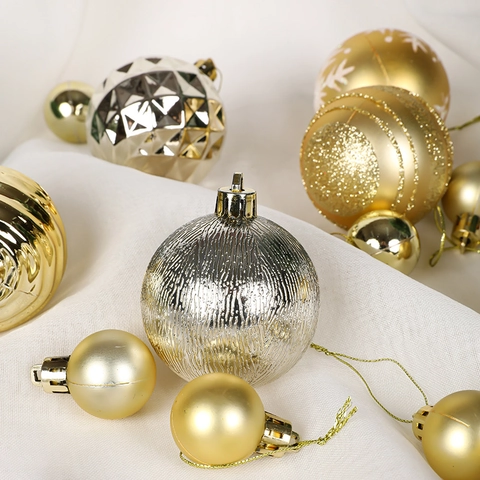Christmas Ball Ornaments Set Shatterproof PVC Electroplated Decorative Hanging Baubles For Christmas Tree Holiday Party Decoration