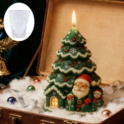 3D Christmas Tree Silicone Mold Santa Claus Snowman DIY Candle Soap Making Tool Resin Casting Home Decor Craft
