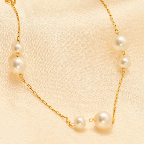 Elegante Bracciale Di Künstliche Perle Bianche Acciaio Inossidabile Placcato Oro 18K Catena Regolabile Gioielli Minimalisti Per Donna