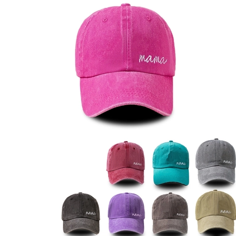 Gorra De Béisbol Algodón Lavado MAMA Bordado Retro Desgastado Dad Hat Ajustable Deportes Al Aire Libre Unisex