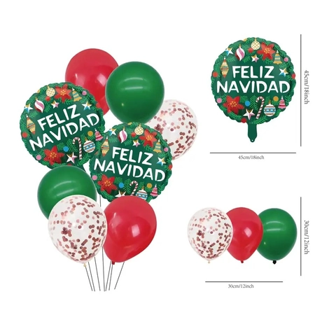 Weihnachtsballon Set Aluminiumfolie Und Latexballons Für Partydekoration Pailletten Bedruckt Feliz Navidad