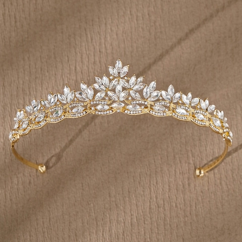 Corona Da Sposa Tiara Lega Navette Strass Cristallo Copricapo Vintage Elegante Per Matrimonio Compleanno Festa Ballo Donne Ragazze