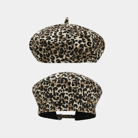 Vintage Luipaardprint Beret Hat Voor Vrouwen Herfst Mode Katoen Achthoekige Platte Bovenkant Schilder Hoed Accessoires