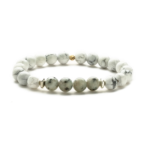 Bracelet En Perles De Pierres Naturelles Avec Intercalaires Métalliques Bijoux Élastiques Faits À La Main Pour Hommes Femmes