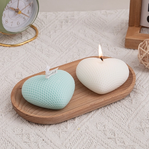 Candela Profumata A Forma Di Cuore Trama Intrecciata Griglia Waffle Paraffina Fatta A Mano Decorazione Casa Matrimonio