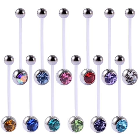 Bauchnabelpiercing Flexibel Acryl Stab Einzelner Strass Nabelpiercing Langer Stab Für Schwangerschaft Umstandsmode Bioflex