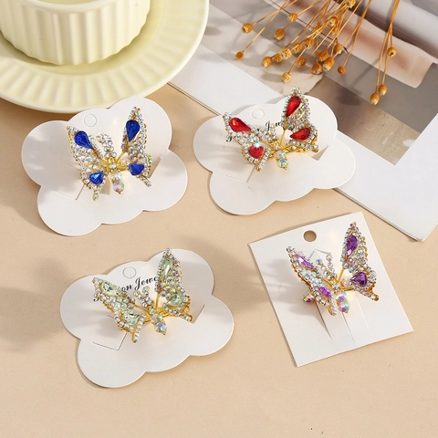 Molletta Per Capelli A Farfalla Lucida Strass Lega Molla Fermaglio Laterale Elegante Moda Copricapo Per Donne Ragazze