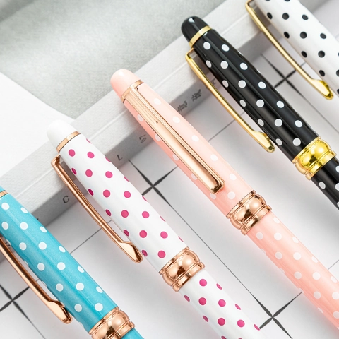 Metal Ballpoint Pen Creative Polka Dot Design Rotating Ball Pen Business Office School Stationery Writing Pen