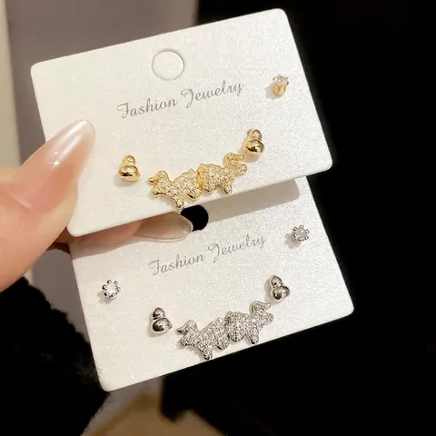 Boucles D'oreilles Zircon Forme Animale Gourd Avec Tige De Boucle D'oreille En Argent Cuivre Plaqué Femmes