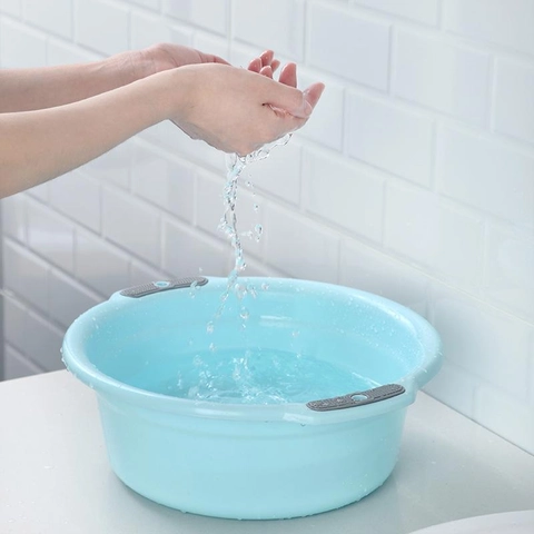 Thickened Plastic Washbasin With Double Handles And Hanging Hole Durable Household Laundry Basin For Baby Bath Foot Soak