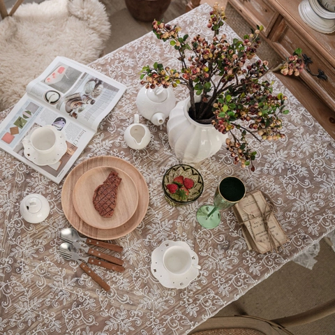Spitze Tischdecke Durchsichtig Mit Blumenstickerei Rechteckige Tischabdeckung Für Hochzeit Party Fotografie Hintergrund