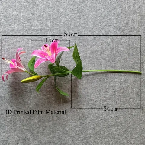 Artificial Lily Flowers Lifelike 3D Printed Film Material Long Stem Multi Head Botanical For Home Table Decoration Decor